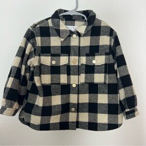 Zara plaid Black and Cream Buffalo Check Button-Up jacket